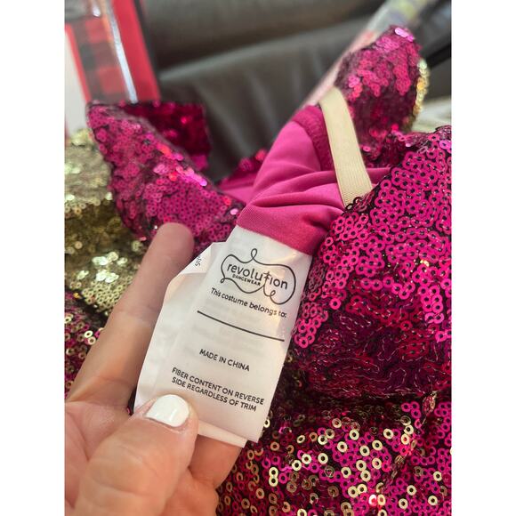 Youth custom made dance costume with matching clip in bow - Picture 6 of 7